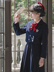 JK Uniform Dark Blue Notched Collar Blazer