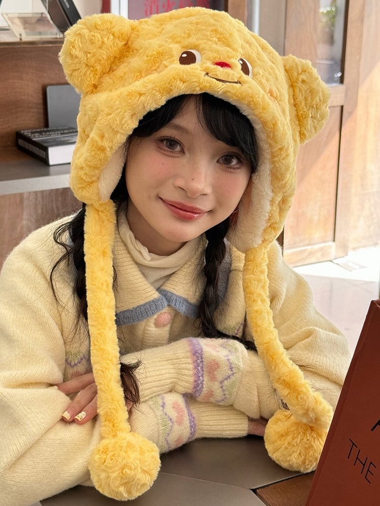 Yellow Cute Bear Plush Hat
