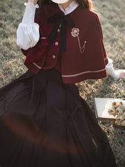 JK Uniform Red Cape with Self-tie Straps