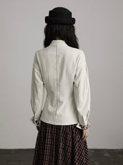 Urban Goth White & Red Reversible Asymmetrical Placket Jacket