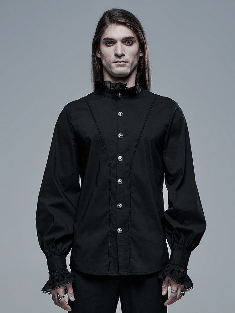 Men's Black Goth Aristocratic Shirt