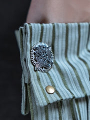 Steampunk Silver Badge And Gear Design Cufflinks