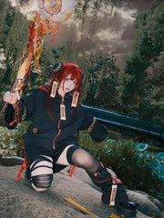 Talisman Embroidered Techwear Jacket - Black & Red Little Zombie  Cheongsam Goth Style