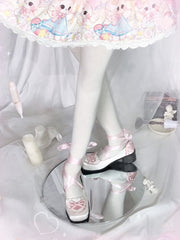White and Pink Balletcore Lace-up at Ankle Square-toe Satin Shoes