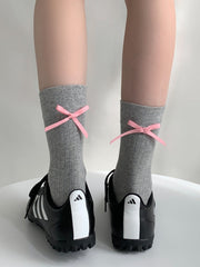 White/Black/Gray/Khaki Back Bowknot Details Socks
