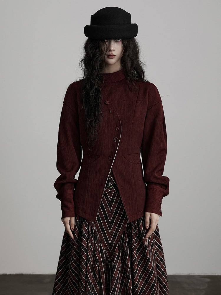 Urban Goth White & Red Reversible Asymmetrical Placket Jacket