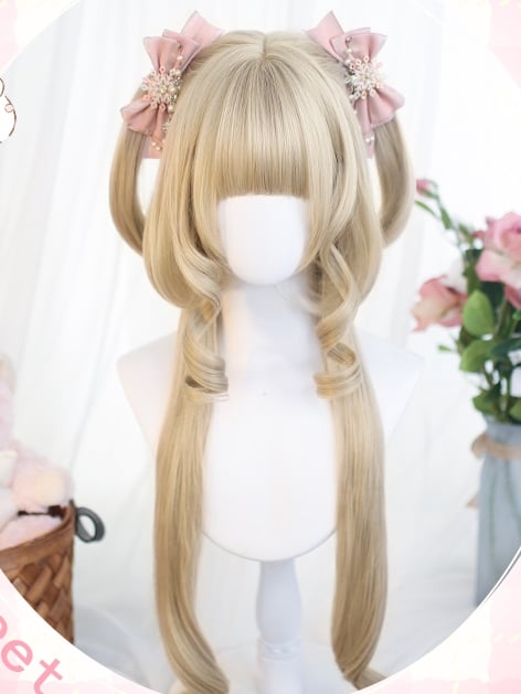 Blonde Hime Cut Long 70-75cm Wig With Bangs