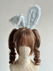 White/Pink/Blue/Yellow Lolita Rabbit Ears KC with Lace Edging
