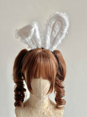 White/Pink/Blue/Yellow Lolita Rabbit Ears KC with Lace Edging
