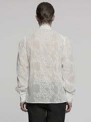 White Men's Romantic Chiffon Shirt