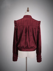 Clearance - Size M for Bust 106CM Red Knot Buttons Placket Banded Collar Ouji Long Sleeves Shirt