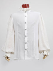 White Men's Goth Chiffon Embossing Shirt