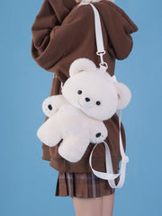 White 35cm/50cm Plush Teddy Backpack Detachable Shoulder Straps