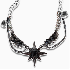 Y2K Black Wings and Star Design Gothic Necklace