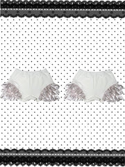 Red/White Gothic Christmas Shorts with Tiered Polka Dot Ruffles Trim