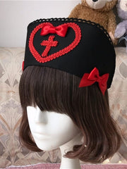 Lace Heart-shaped and Cross Accents Cosplay Nurse Lolita Hat with Bowknots – 5 Color Options