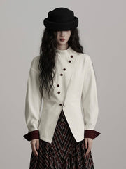 Urban Goth White & Red Reversible Asymmetrical Placket Jacket