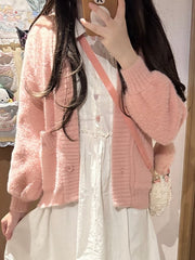 Pink/White Sweet Long Sleeves Knit Cardigan