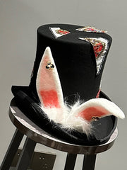 Clearance - Alice in Wonderland Vibes Black Bunny Ears Top Hat
