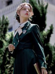 Dark Green JK Uniform Notched Collar Blazer