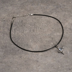 Star Rhinestone Pendant Black Choker