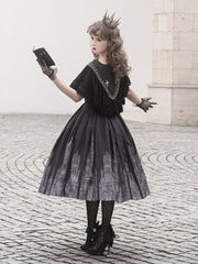 Black Church Print High Waist Gothic Lolita Dress