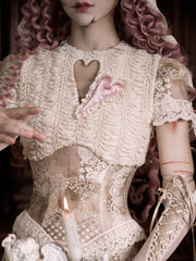 Romantic Goth Love Cutout Short Sleeves Corset Top