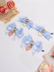 Strawberry/Heart Charm Pink/Blue/Black/White Bowknot Hairclip