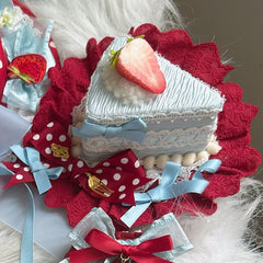 Sweet Lolita Blue Triangular Cake Mini Hat with Red Bow