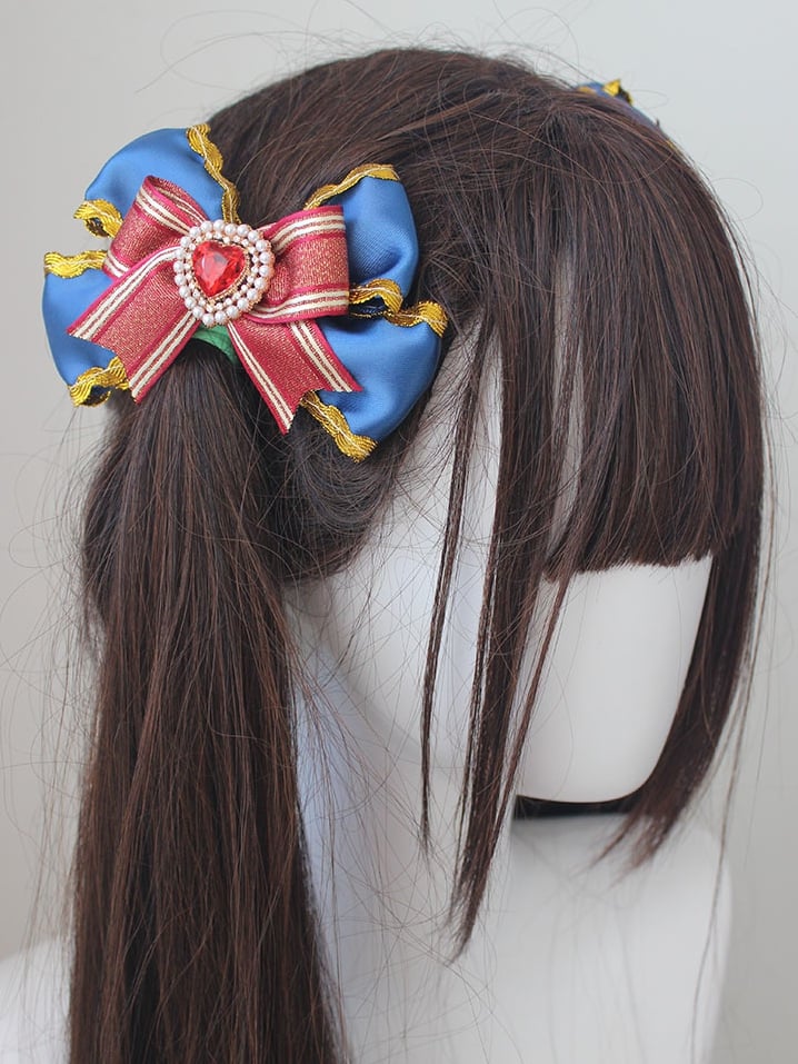Blue And Red Circus Sweet Lolita Bowknot Hairclips