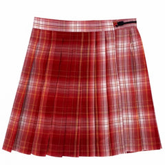 Red Plaid Pleated Skirt