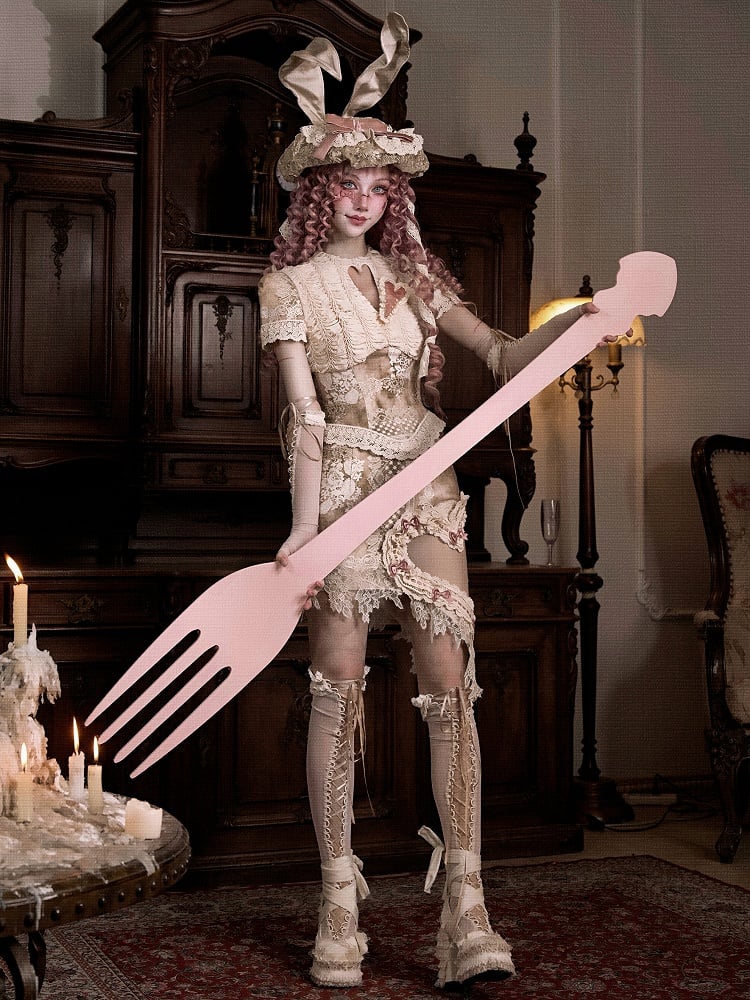 Romantic Goth Love Cutout Short Sleeves Corset Top