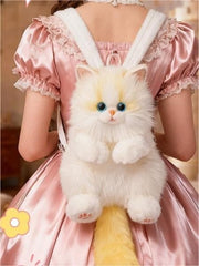 Realistic Sitting Cat Plush Backpack/Crossbody Bag