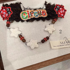 Y2K Puppy/Circus Design Choker with Star Pandent