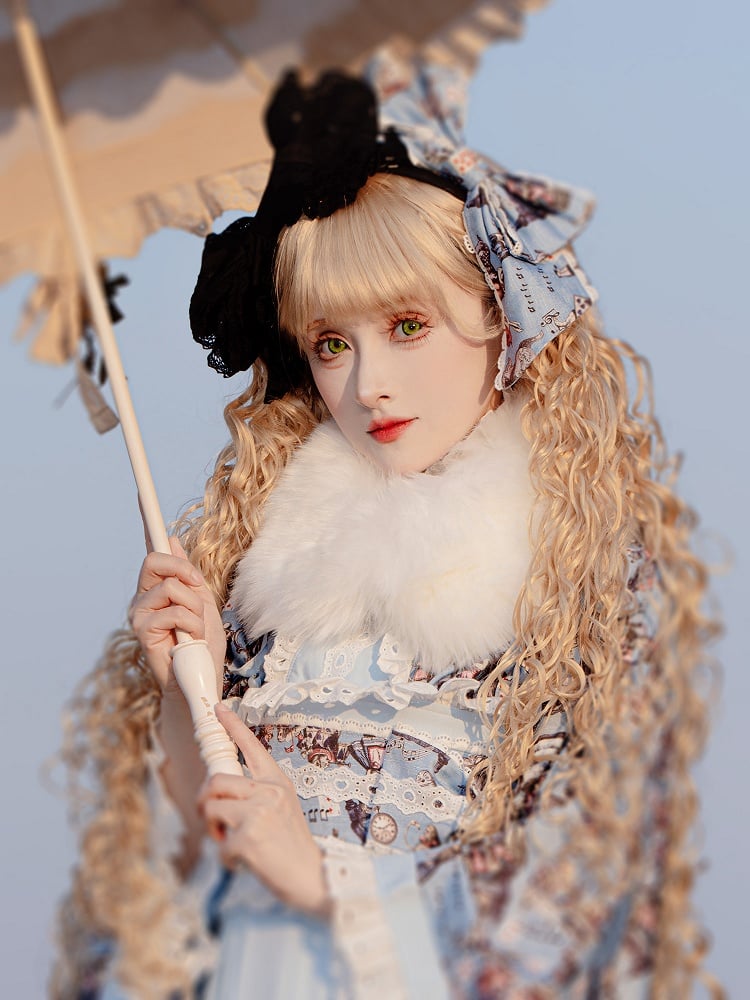 Fluffy White Faux Fur Detachable Collar