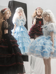 Plus Size Friendly Black and Red Corset Waist Princess Prom Dress Floor Length Tiered Lace Skirt