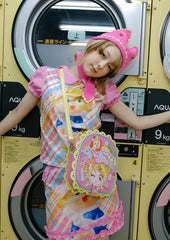 Pink Plaid Pattern and Girl Print T-shirt