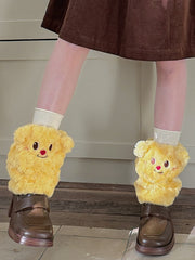 Yellow Cute Bear Plush Leg Warmers