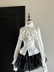 White Jabot Collar Gothic Lolita Long-Sleeve Blouse