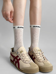 White/Brown/Black/Khaki  Letter Embroidered Socks