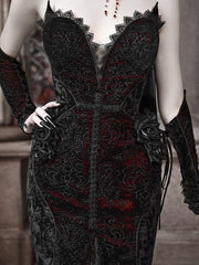 Romantic Goth Deep V-neck Sweetheart Neckline Vampire Mermaid Dress