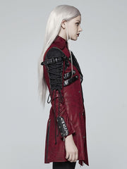 Red Punk Rubberized Faux Leather Windbreaker