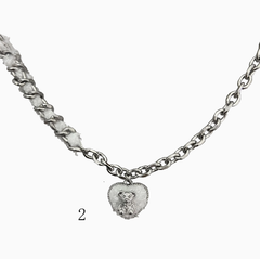 Y2K Silver Choker with Heart/Star Pandent