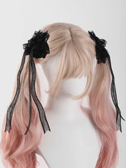 Rosette Design Gothic Black Bowknots Lace Hairclips