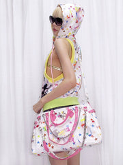 Multicolor Star Print Trapeze Bag with Anime Charm & Versatile Straps