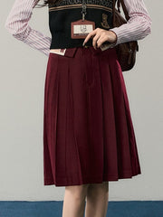 Clearance - Size S for Waist 68cm Gryffindor Dark Red Box Pleat Skirt Harry Potter and KYOUKO Collaboration