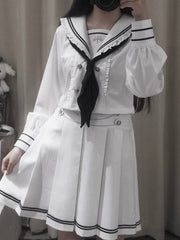 White Sailor Collar Preppy Style JK Uniform Short/Long Sleeves Top