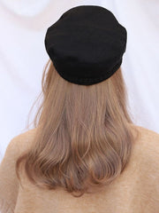 Black Military Lolita Badge Chain Beret