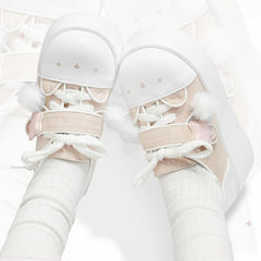 Y2K Pink & White Regular/Thicken Version Platform Canvas Sneakers