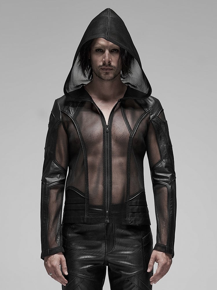 Punk Black Men's Mesh Hoodie